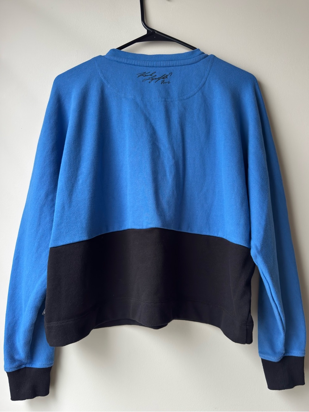 Karl Lagerfeld Paris Logo Colorblock Sweatshirt Blue Black Size Small - Picture 6 of 9